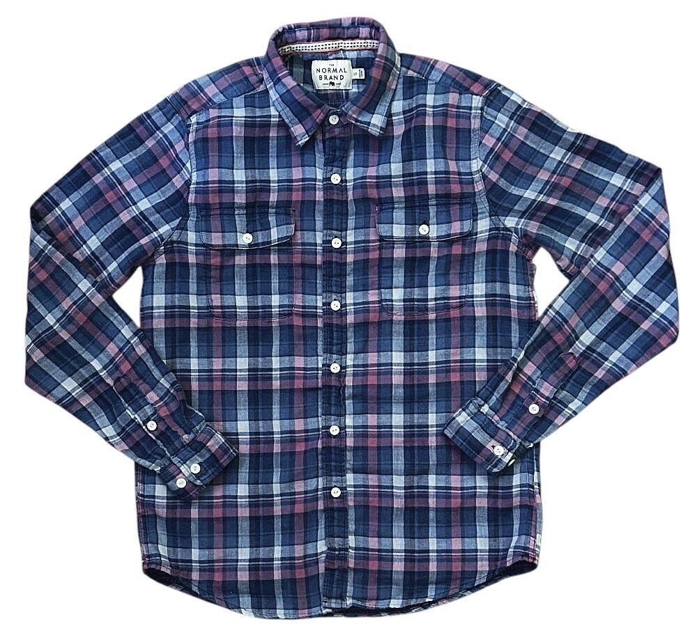 The Normal Brand Blue & Pink Plaid Flannel Button Up Cotton Shirt Women's Small